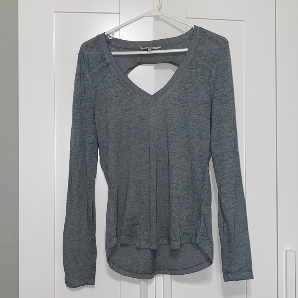 BKE Green-Gray Key Hole Back Long Sleeve T-Shirt Size M